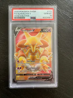 Pokemon Vivid Voltage Alakazam V Full Art Ultra Rare 172/185 PSA 10 Gem Mint - Image 1