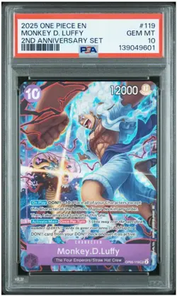 2025 One Piece Monkey D. Luffy #119 2nd Anniversary PSA 10 Gem Mint - Image 2
