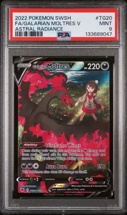 Pokemon Galarian Moltres V Astral Radiance #TG20 Graded Card PSA 9 - Image 1