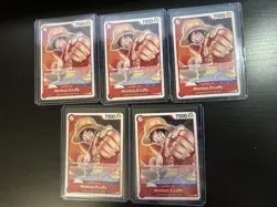 x5 Monkey.D.Luffy (Promotion Pack 2022) P-001 One Piece Pro Cards - Errata - LP - Image 1