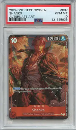 Shanks Alt. Art OP06-007 One Piece Wings of the Captain EN PSA 10 GEM MINT - Image 1