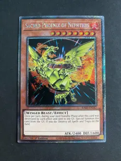 Yugioh Sacred Phoenix of Nephthys RA03-EN147 Platinum Secret Rare 1st Edition NM - Image 1