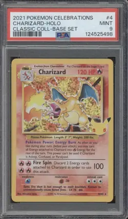 2021 Pokemon Celebrations Classic Base Set Holo #4 Charizard 4/102 Mint PSA 9 - Image 1