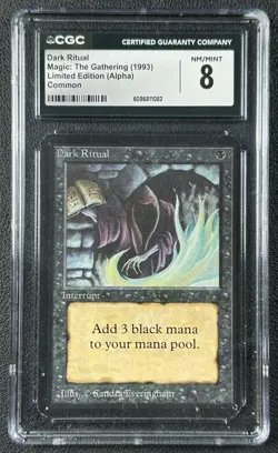 DARK RITUAL CGC 8 1993 MAGIC: THE GATHERING MTG ALPHA LIMITED EDITION 1082 - Image 1