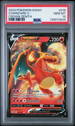 2023 POKEMON SWORD & SHIELD CROWN ZENITH #018 CHARIZARD V PSA 10 - Image 1