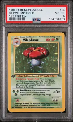 1999 POKEMON JUNGLE 1ST ED #15 VILEPLUME-HOLO PSA 4 - Image 1