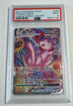 2021 Pokemon Fusion Strike MEW VMAX 269/264 PSA 9 MINT SECRET RARE HOLO FULL ART - Image 1