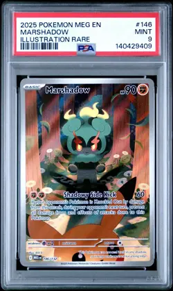2025 Pokemon Mega Evolution Marshadow Illustration Rare #146 PSA 9 MINT - Image 1