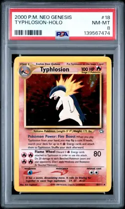 2000 POKEMON NEO GENESIS #18 TYPHLOSION-HOLO PSA 8 - Image 1