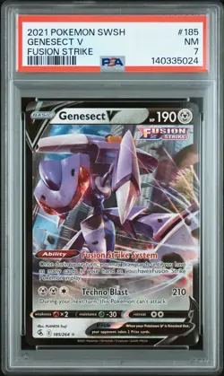 2021 POKEMON SWORD & SHIELD FUSION STRIKE #185 GENESECT V PSA 7 - Image 1