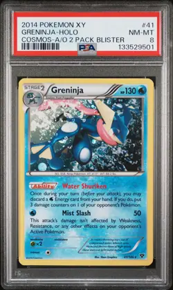 2014 POKEMON XY COSMOS ANCIENT ORIGINS TWO PACK BLISTER #41 GRENINJA-HOLO PSA 8 - Image 1