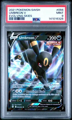2021 POKEMON SWORD & SHIELD EVOLVING SKIES #094 UMBREON V PSA 9 - Image 1