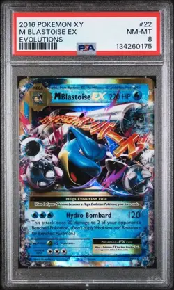 2016 POKEMON XY EVOLUTIONS #22 M BLASTOISE EX EVOLUTIONS - PSA 8 NM - MT - Image 1