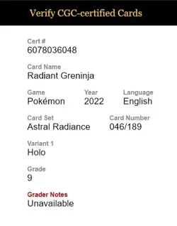 Radiant Greninja 046/189 Astral Radiance Pokemon CGC 9 Mint Holo - Image 5
