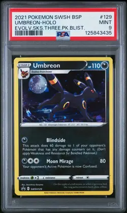 2021 POKEMON SWSH EVOLVING SKIES THREE PACK BLISTERS PROMO UMBREON-HOLO PSA 9 - Image 1