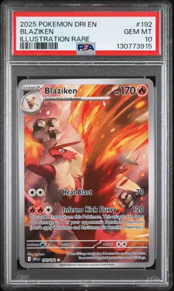 2025 POKEMON DRI EN-DESTINED RIVALS ILLUSTRATION RARE #192 BLAZIKEN PSA 10 - Image 1
