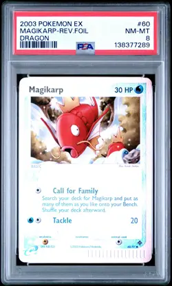 2003 POKEMON EX DRAGON #60 MAGIKARP-REVERSE FOIL PSA 8 - Image 1