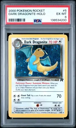2000 POKEMON ROCKET #5 DARK DRAGONITE-HOLO PSA 6 - Image 1