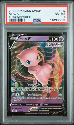 2021 POKEMON SWORD & SHIELD FUSION STRIKE #113 MEW V PSA 8 - Image 1