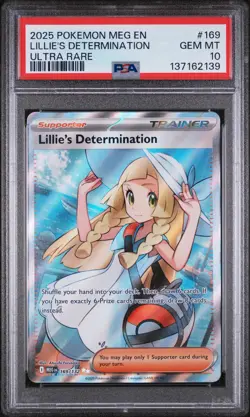 2025 POKEMON MEG EN-MEGA EVOLUTION ULTRA RARE #169 LILLIE'S DETERMINATION PSA 10 - Image 1