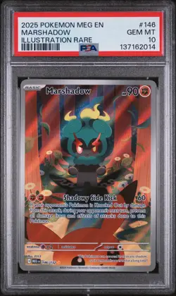 2025 POKEMON MEG EN-MEGA EVOLUTION ILLUSTRATION RARE #146 MARSHADOW PSA 10 - Image 1