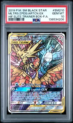 2019 POKEMON SM BLACK STAR PROMO FULL ART/MOLTRES & ZAPDOS & ARTICUNO GX PSA 10 - Image 1