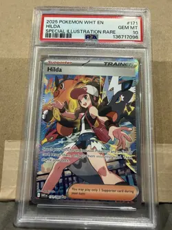 2025 POKEMON WHT EN-WHITE FLARE SPECIAL ILLUSTRATION RARE #171 HILDA PSA 10 - Image 1