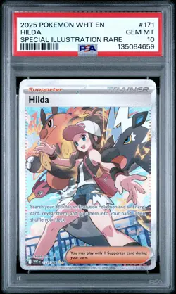 2025 POKEMON WHT EN-WHITE FLARE SPECIAL ILLUSTRATION RARE #171 HILDA PSA 10 - Image 1