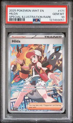 2025 POKEMON WHT EN-WHITE FLARE SPECIAL ILLUSTRATION RARE #171 HILDA PSA 10 - Image 1