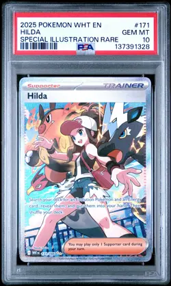 2025 POKEMON WHT EN-WHITE FLARE SPECIAL ILLUSTRATION RARE #171 HILDA PSA 10 - Image 1