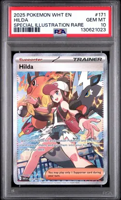 2025 POKEMON WHT EN-WHITE FLARE SPECIAL ILLUSTRATION RARE #171 HILDA PSA 10 - Image 1
