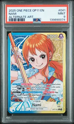 2025 ONE PIECE OP11-A FIST OF DIVINE SPEED ALTERNATE ART #041 NAMI PSA 9 - Image 1