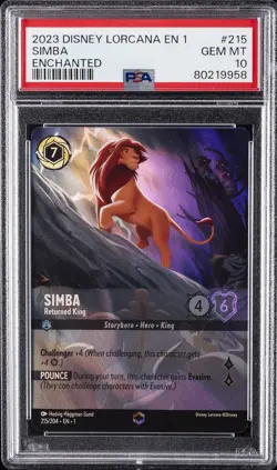 2023 DISNEY LORCANA THE FIRST CHAPTER #215 ENCHANTED SIMBA RETURNED KING PSA 10 - Image 1