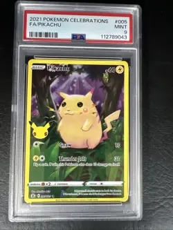 PSA 9 Pokemon TCG Pikachu 005/025 Full Art 2021 Celebrations 25th Anniversary - Image 1