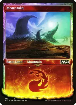 Core Set 2021 MTG Foil 1 Mountain (Showcase) Magic - Image 1