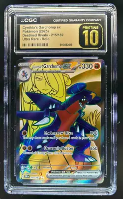 2025 Pokemon Destined Rivals Cynthia's Garchomp ex Pristine #215/182 CGC 10 - Image 1