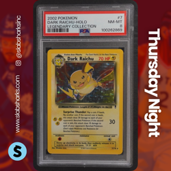 2002 POKEMON LEGENDARY COLLECTION #7/110 DARK RAICHU HOLO PSA 8 - Image 1