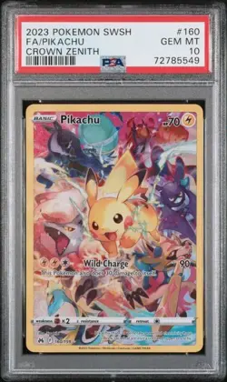 2023 POKEMON SWORD & SHIELD CROWN ZENITH #160 FULL ART/PIKACHU PSA 10 - Image 1