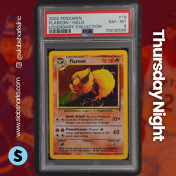 2002 POKEMON LEGENDARY COLLECTION #10/110 FLAREON HOLO PSA 8 - Image 1