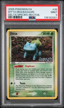 2005 POKEMON EX DELTA SPECIES #36 DITTO [BULBASAUR]-REVERSE FOIL PSA 9 - Image 1