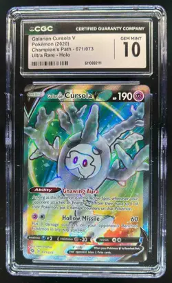 2020 Pokemon Champion's Path Galarian Cursola V Holo Full Art #071/073 CGC 10 - Image 1