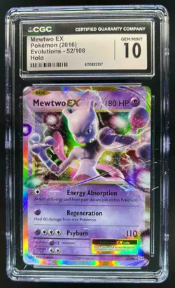 2016 Pokemon XY Evolutions Mewtwo Holo #52/108 CGC 10 - Image 1