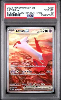 2024 Pokemon Surging Sparks Latias ex #239 Special Illustration Rare PSA 10 - Image 1