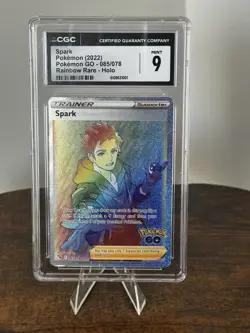 2022 Pokemon GO CGC 9 MINT! SPARK TRAINER RAINBOW RARE Holo 085/078 - Image 1
