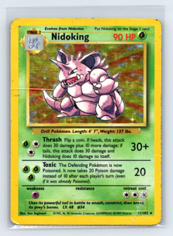 Nidoking 1999 Pokemon English Base Set Holo Rare 11/102 - Image 1