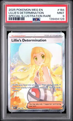 2025 POKEMON MEGA EVOLUTION ILLUSTRATION RARE #184 LILLIE'S DETERMINATION PSA 9 - Image 1