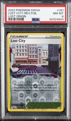 2022 POKEMON SWORD & SHIELD LOST ORIGIN #161 LOST CITY-REVERSE FOIL PSA 8 - Image 1