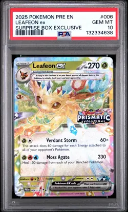 2025 POKEMON PRE EN-PRISMATIC EVOLUTIONS #006 LEAFEON EX PSA 10 - Image 1