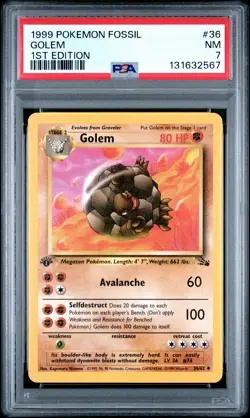 1999 POKEMON FOSSIL 1ST EDITION #36 GOLEM PSA 7 - Image 1