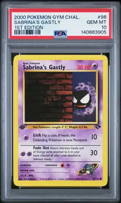 2000 POKEMON GYM CHALLENGE 1ST EDITION #96 SABRINA'S GASTLY PSA 10 - Image 1